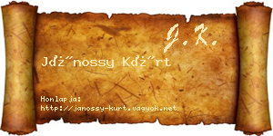 Jánossy Kürt névjegykártya